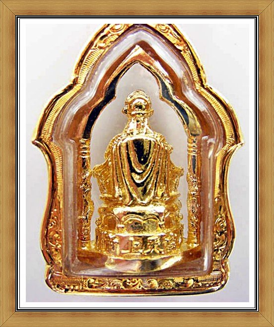 รูปเหมือนลอยองค์ เจ้าพ่อเสือ เสาชิงช้า เนื้อทองคำ เลี่ยมทองคำ