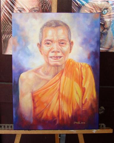 ภาพวาดสีน้ำมัน หลวงพ่อคูณ ปริสุทโธ ขนาด 30x40 cm.งานเพ้นท์บนผ้า canvas ไม่ใช่งานพิมพ์หรือโปสเตอร์