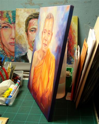 ภาพวาดสีน้ำมัน หลวงพ่อคูณ ปริสุทโธ ขนาด 30x40 cm.งานเพ้นท์บนผ้า canvas ไม่ใช่งานพิมพ์หรือโปสเตอร์