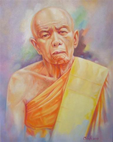 ภาพวาดสีน้ำมัน หลวงปู่ทิม วัดละหารไร่ ขนาด 30x40 cm.งานเพ้นท์บนผ้า canvas ไม่ใช่งานพิมพ์หรือโปสเตอร์