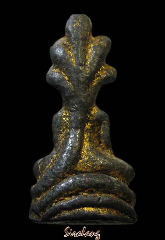 พระนาคปรกวัดเลียบ เนื้อชินลงทอง # 2