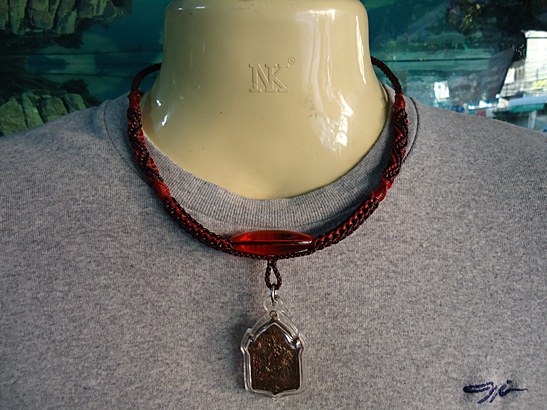 *วัดใจ* สร้อยคอเชือกเทียนถัก งานถักด้วยมือทั้งเส้น ความยาว 19 นิ้ว ห้อยพระหนึ่งองค์