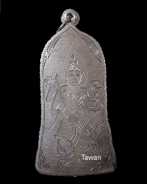 พระยอดขุนพล กรุถ้ำขุนตาล พิมพ์ใหญ่ เนื้อชินตะกั่วสนิมแดง + ตลับเงิน 