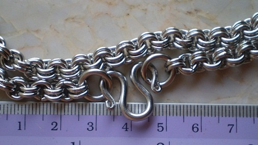 สร้อยสแตนเลส  ลายห่วงคู่  หนา 5 มิล  ห้อยพระ 9 องค์  เคาะเดียว 