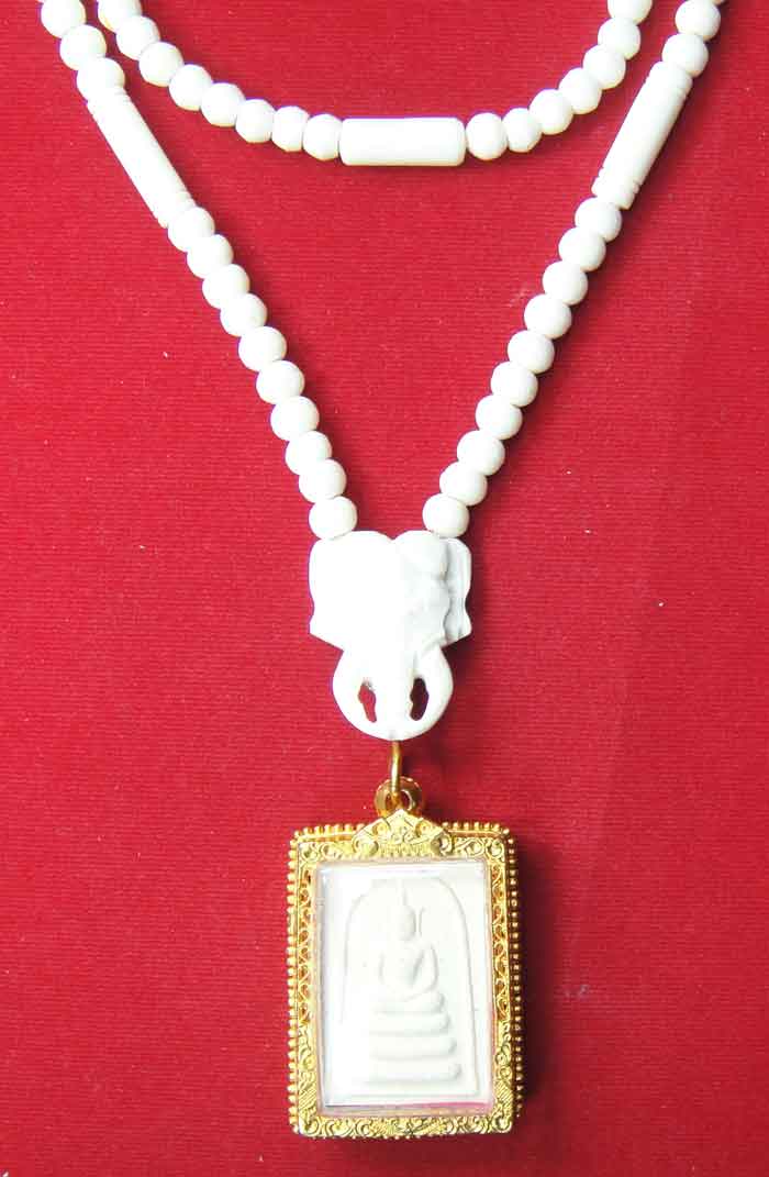 (((วัดใจเคาะเดียว๑๐บาท)))สร้อยลูกประคำกระดูกช้าง+หัวช้างกระดูกช้าง แบบ ๑ ห่วง 