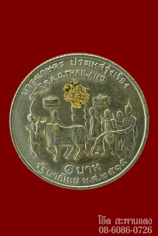 เหรียญ 1 บาท ปี2515 ตอกโต๊ด มะอะอุ หลังปิดทอง