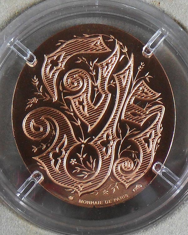 เหรียญ ร.5 Monnaie de paris พิธีกาญจนาภิเษก ปี 2539 เนื้อทองแดงขัดเงา