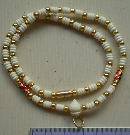 สร้อยกระดูกช้าง  สลับทองไมครอน  ห่วงกลางหัวขุน  เคาะเดียว 