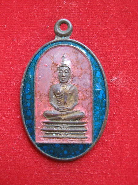 เหรียญพระพุทธเนื้อทองแดงลงยา วัดอนงคาราม กทม. พ.ศ. 2497