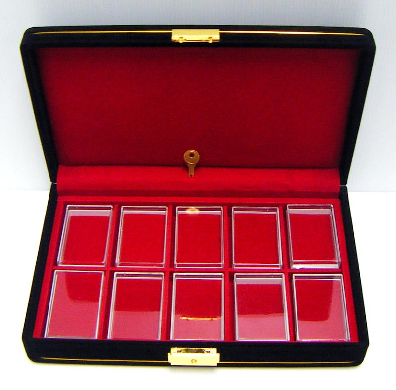 กล่องใส่พระแบบ 10ช่อง(รุ่นใหม่เอี่ยม) หุ้มกำมะหยี่สีดำ-แดง สวยหรู ใส่พระพร้อมกล่องพระประกวดได้เลยคะ