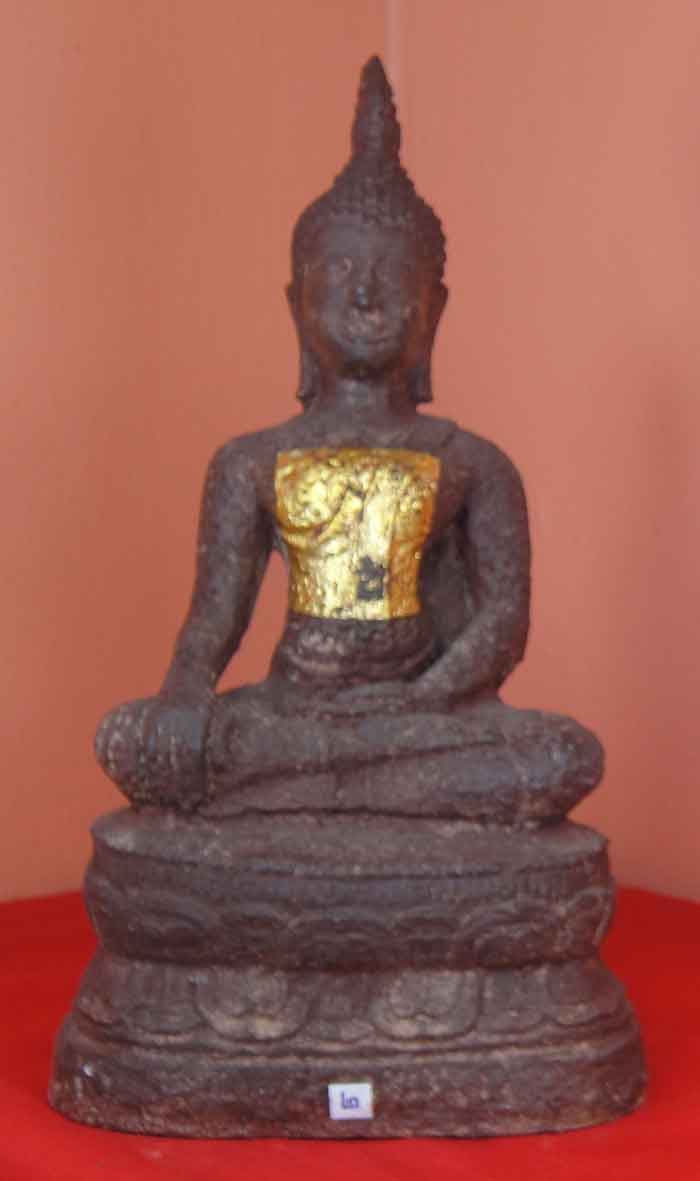 (((วัดใจเคาะเดียว๑๐บาท)))พระพุทธรูปศิลปะแบบสุโขทัย เนื้อศิลาแลงหล่อ ขนาดหน้าตัก 5 นิ้ว งานฝีมือพุทธศ