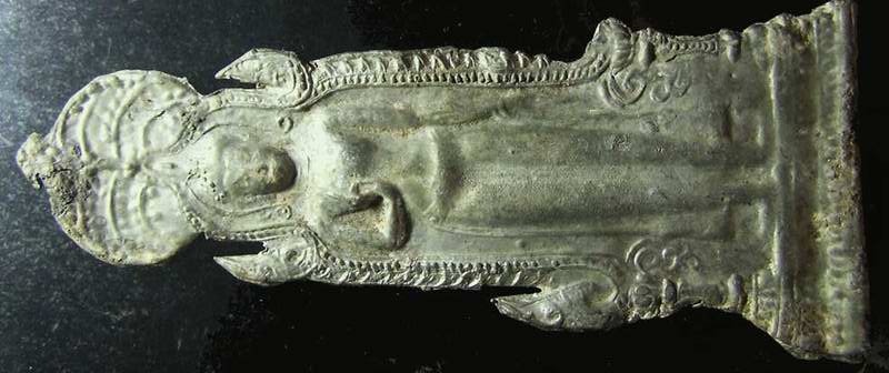 พระร่วงยืนประทานพรซุ้มร่มโพธิ์(พระร่วงคืบ) กรุวัดราชบูรณะ อยุธยา ชินเงิน + ใบรับรองพระแท้