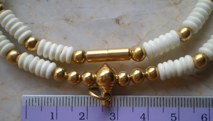 สร้อยกระดูกช้าง  สลับเม็ดแสตนเลส  ไมครอน   เคาะเดียว  