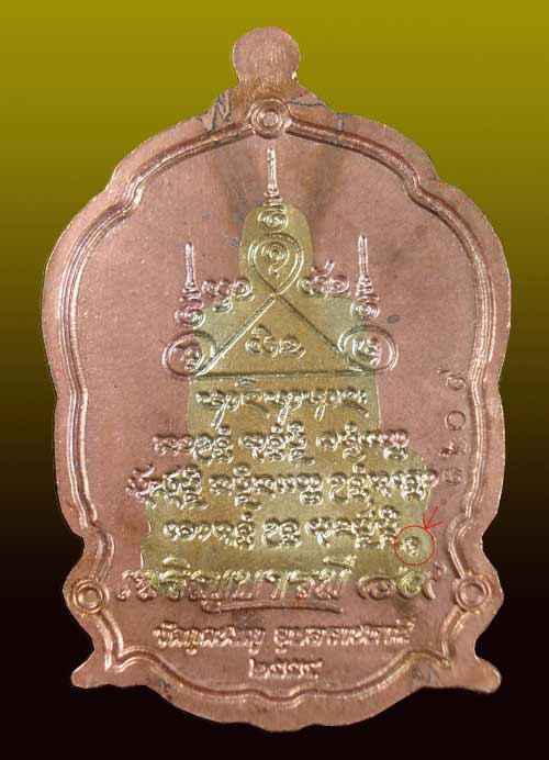 เหรียญหลวงปู่คำบุ รุ่นเจริญบารมี ๘๙ เหรียญทองจัตุรธาตุสิงห์ทองขาวฉลุลงลาย หมายเลข 1209