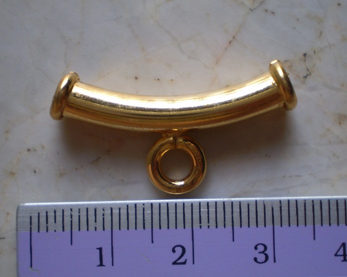 ห่วงกลางสร้อย  เงินแท้โค้ง  ชุบทองแท้  เคาะเดียว 