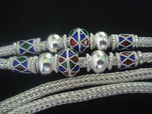 สร้อยเงินแท้ ลงยา หนัก 5 บาท ขนาด 4.5 มิล....ยาว 35 cm สวมหัวได้