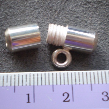 ข้อต่อตัวจบ  เงินแท้  แบบมีห่วง  ไซร์ใหญ่  รูใหญ่  เคาะเดียว