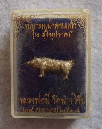 พญาหมูป่าคาบแก้วเนื้อเงิน  รุ่นสุริยุปราคา  หลวงพ่อมี  วัดมารวิชัย  จ.อยุธยา  ปี ๒๕๓๘