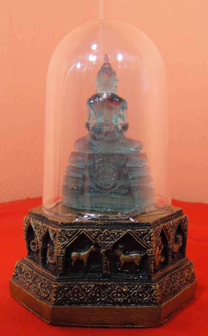 (((วัดใจเคาะเดียว ๑๐ บาทแดง))) พระพุทธโสธร ขนาดหน้าตัก ๑.๕ นิ้ว ฐาน ๓ นิ้ว สูง ๕ นิ้ว...สีเขียว วันพ
