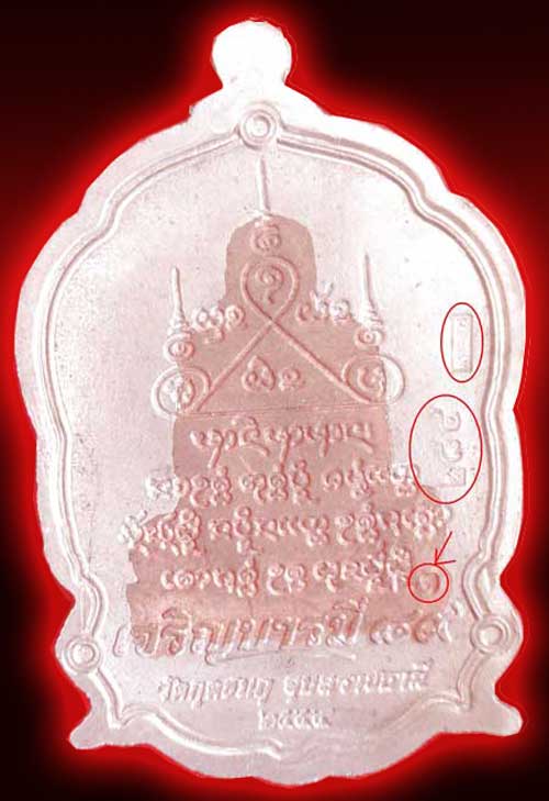 เหรียญหลวงปู่คำบุ  รุ่นเจริญบารมี ๘๙  แยกชุดกรรมการเหรียญปะฉลุขอบทองระฆัง องค์นวะ หลังทองขาว no.284