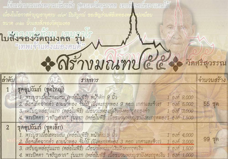 @@_ ล็อคเก็ต ฉากดำ ลายน้ำทอง หลวงพ่อท้วม กรรมการเล็ก สราง 99ชุด องค์นี้ตอกเลข ๕๑ _@@