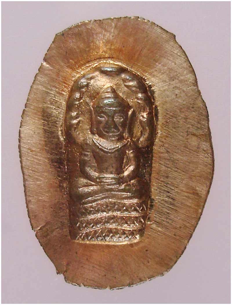 พระนาคปรกใบมะขาม ไม่ตัดปีก หลวงพ่อสาคร วัดหนองกรับ จ.ระยอง เนื้อทองแดง ปี 2548