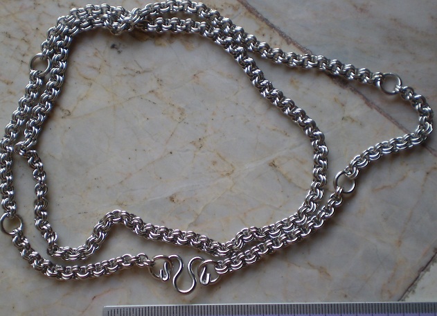 สร้อยสแตเลส  5 ห่วง  ลายห่วงคู่  เคาะเดียว  