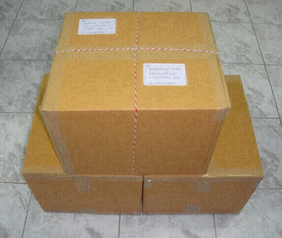 --///ครบเซ็ต**--///กล่องไปรษณีย์ไดคัทสีขาว No. 0 ขนาด 11*17*6ซม. + เชือก เทปกาวใ