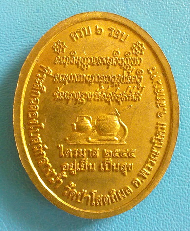 เหรียญ หลวงตาบุญหนา  รุ่น อยู่เย็น เป็นสุข เนื้อทองเหลือง ไตรมาส 45 มีจาร หายาก สวยแชมป์ (เคาะเดียว)