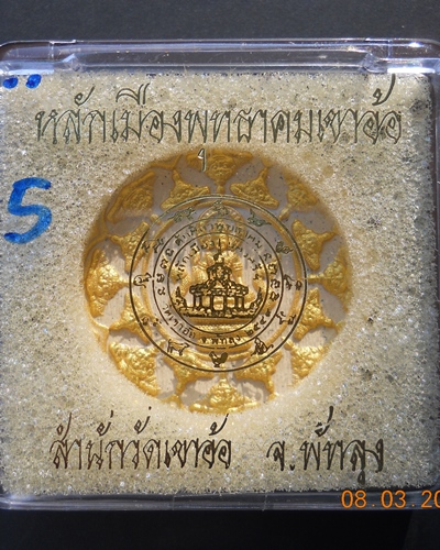 หลักเมืองพุทธาคมเขาอ้อ49 พิมพ์องค์พ่อ เนื้อมหาว่าขาวปัดทอง