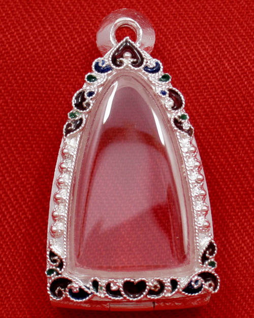 ตลับเงิน 95% ลงยาสุโขทัย  มือหนึ่ง สำหรับใส่หลวงพ่อโสธร ปี 2500และพระกริ่งขนาดเล็กทั่วไป