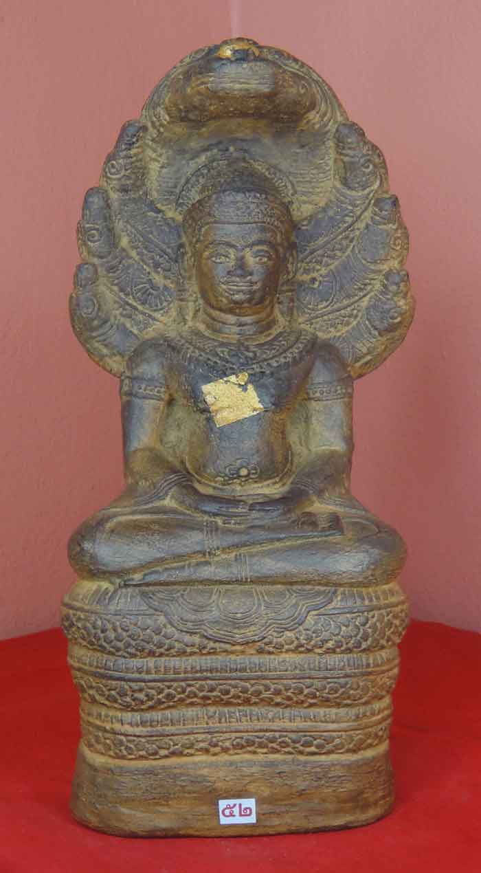 (((วัดใจเคาะเดียว๑๐บาท)))พระบูชาปางนาคปรก เนื้อศิลาแลงหล่อ งานฝีมือพุทธศิลป์ประณีตสวยงามมาก ขนาดหน้า