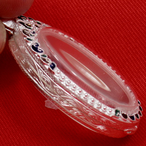 ตลับเงิน 95% สำหรับใส่เหรียญเจริญพร หลวงปู่ทิม,เหรียญสรงน้ำ หลวงพ่อพรหม และเหรียญรูปไข่ทั่วไปA