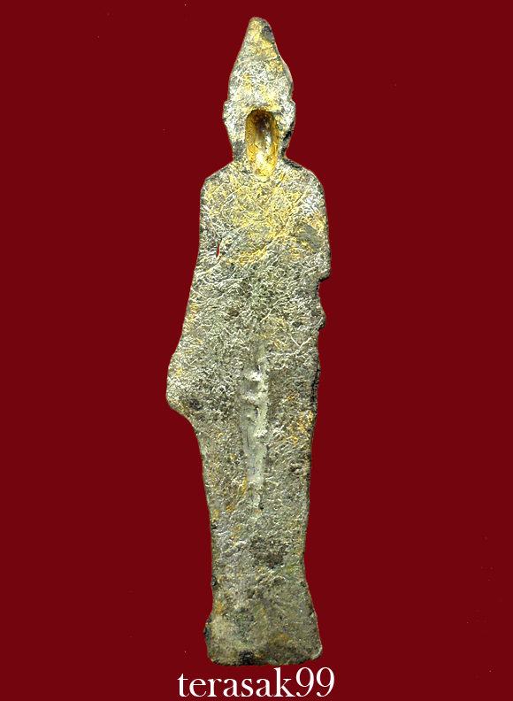 พระกรุวัดเกาะสัมพันธวงศ์ พิมพ์ยืนประทานพร เนื้อชินเงินปิดทองจากกรุ กรุงเทพฯ 