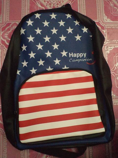 กระเป๋าเป้ HAPPY ลายธงสหรัฐ*สุดฮิต  ใส่ของได้*เท่ห์ เทห์