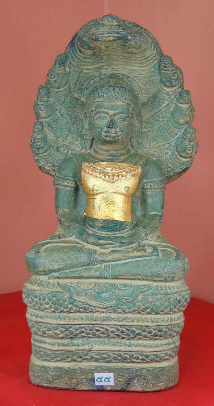 (((วัดใจเคาะเดียว๑๐บาท)))พระบูชาปางนาคปรก เนื้อศิลาแลงหล่อ งานฝีมือพุทธศิลป์ประณีตสวยงามมาก ขนาดหน้า