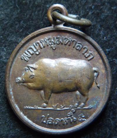 เหรียญพญาหมูมหาลาภ ปลดหนี้ หลวงปู่หงษ์ วัดเพชรบุรี ปี41