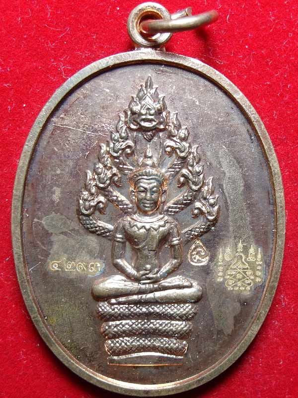 พระนาคปรกไตรมาส ๕๑ หลวงพ่อสาคร วัดหนองกรับ เนื้อทองแดงผิวไฟ