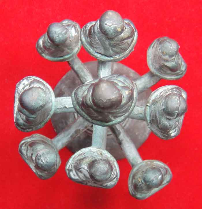  (((วัดใจเคาะเดียว ๑๐ บาทแดง))) หลวงพ่อเงินพระช่อ 9 องค์ เศียรเล็กพิมพ์นิยม เนื้อทองเหลืองคราบเบ้าแล