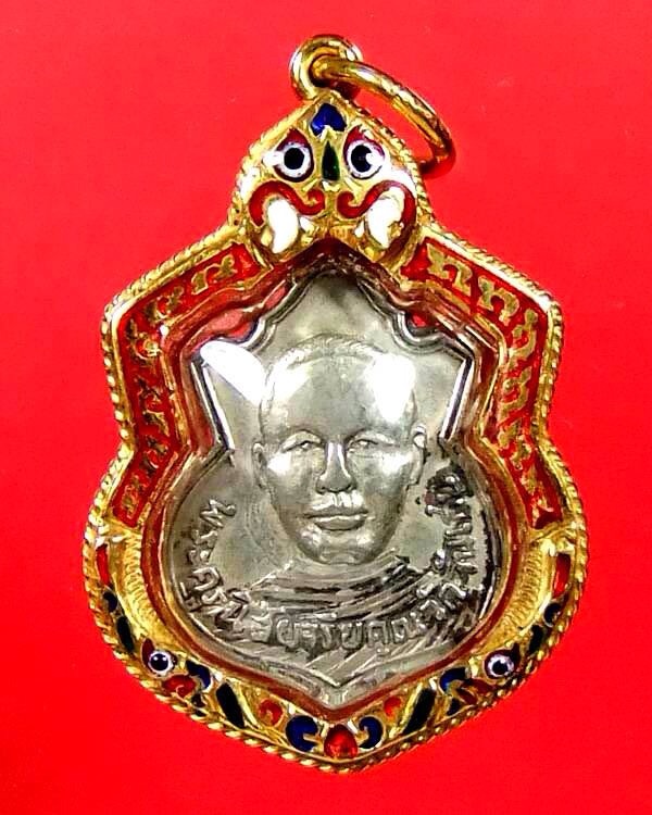 !!!@@เหรียญรุ่นแรก. ๒. อิ. หลวงพ่อโอด วัดจันเสน ปี ๐๘ อัลปาก้า เลี่ยมทองลงยายกซุ้ม + บัตร พร้อมใช้@@