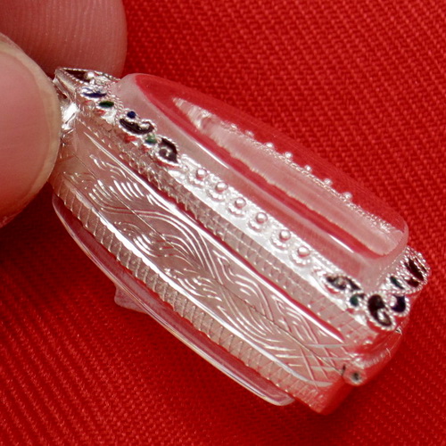 ตลับเงิน 95% ลงยาสุโขทัย  มือหนึ่ง สำหรับใส่หลวงพ่อโสธร ปี 2500และพระกริ่งขนาดเล็กทั่วไป