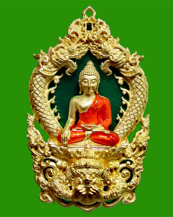 เหรียญเสมาฉลุยกองค์พระพุทธสิหิงค์ 55 เนื้อทองระฆังลงยา สีเขียว .....เคาะแรก