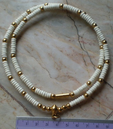 สร้อยกระดุูกช้าง  สลับเม็ดสแตนเลสไมครอน  หัวขุน เคาะเดียว 