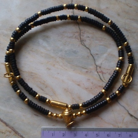 สร้อยกระลาตาเดียว บวกเม็ดสแตนเลสไมครอน  3 ห่วง  เคาะเดียว 