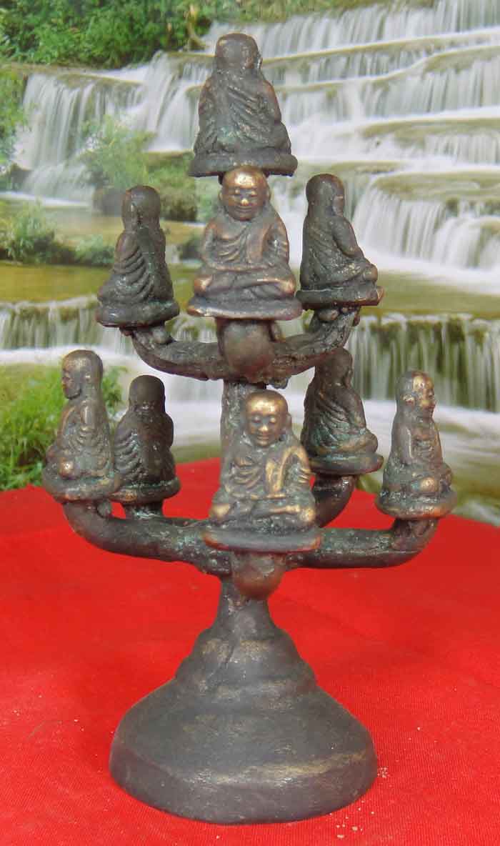 (((วัดใจเคาะเดียว ๑๐ บาทแดง))) หลวงพ่อเงินพระช่อ 9 องค์ เศียรใหญ่พิมพ์นิยม เนื้อทองเหลืองคราบเบ้าและ