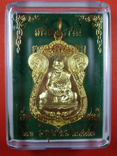 เหรียญบารมีหลวงพ่อแถม วัดช้างแทงกระจาด จ.เพชรบุรี เนื้อทองทิพย์ ปี 54                           