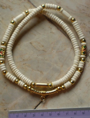 สร้อยกระดูกช้าง  สลับทองไมครอน  ห่วงกลางโค้ง  เคาะเดียว 