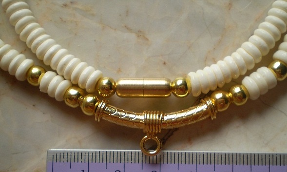 สร้อยกระดูกช้าง  สลับทองไมครอน  ห่วงกลางโค้ง  เคาะเดียว 