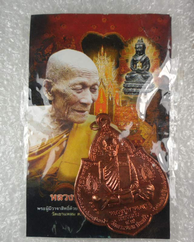 หลวงปู่กาหลงเขี้ยวแก้ว วัดเขาแหลม  เหรียญนารายณ์พลิกแผ่นดิน เนื้อทองแดง  ตอกโค๊ด รันno.4329  สร้างเพ