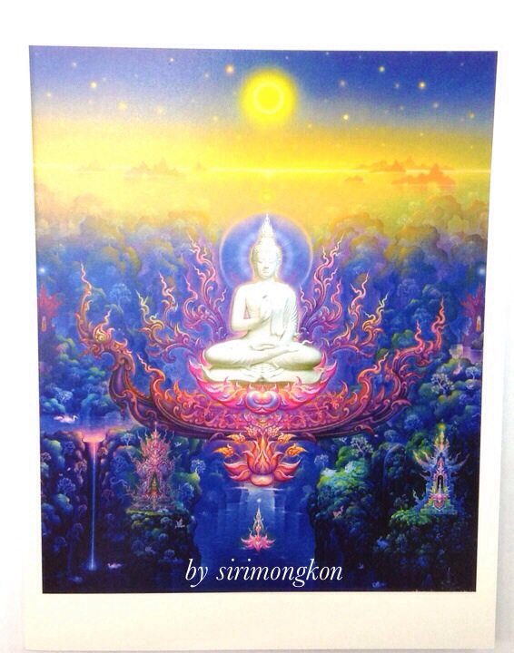 โปสการ์ดพร้องซองที่ระลึก หอศิลป์เฉลิมชัย รูปพระพุทธเจ้าเทศนาธรรม ณ แดนทิพย์ ขนาด5X7นิ้ว(เคาะเดียว)